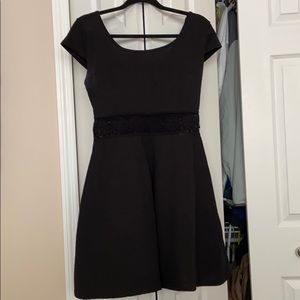 Fit and flare cupped sleeves dress